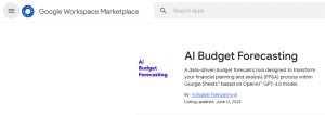 AI budgeting tools - in Google workspace marketplace - no pricing - free forever